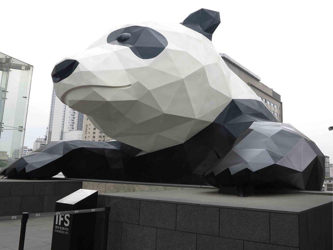 Outdoor Panda Large Garden Art Rzeźby Lakier do pieczenia ze stali nierdzewnej
