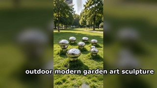 Ta grupa lustrzanych rzeźb grzybowych osadzona jest w prawie, dodając nowoczesną atmosferę artystyczną