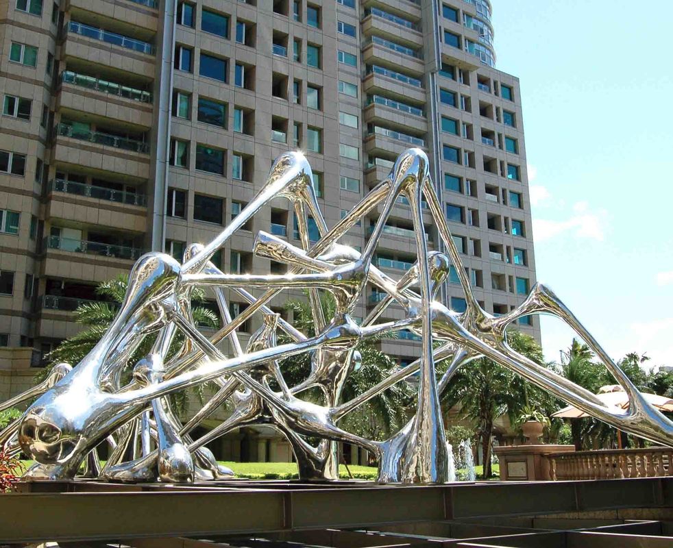 Nowoczesny styl na zewnątrz rzeźby ogrodowe ze stali nierdzewnej z lustrzaną powierzchnią polerowaną