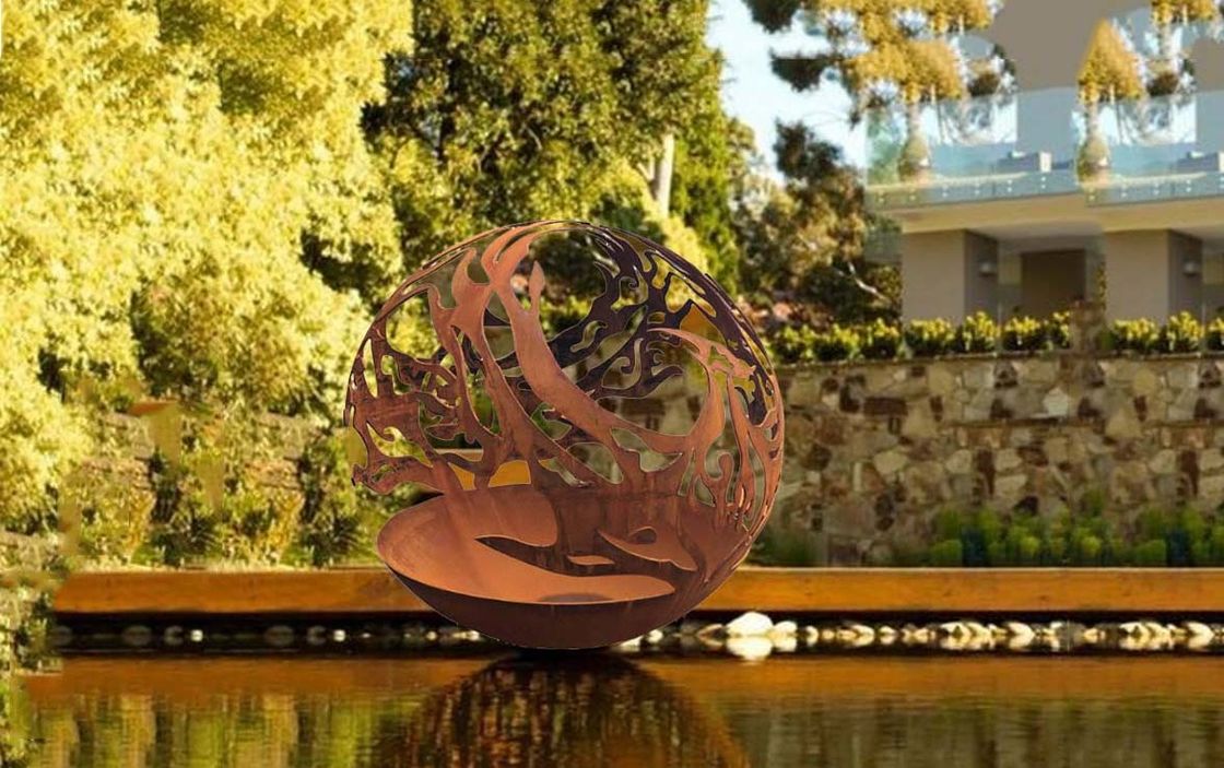 Współczesny design Corten Steel Sphere Rzeźba do dekoracji ogrodu